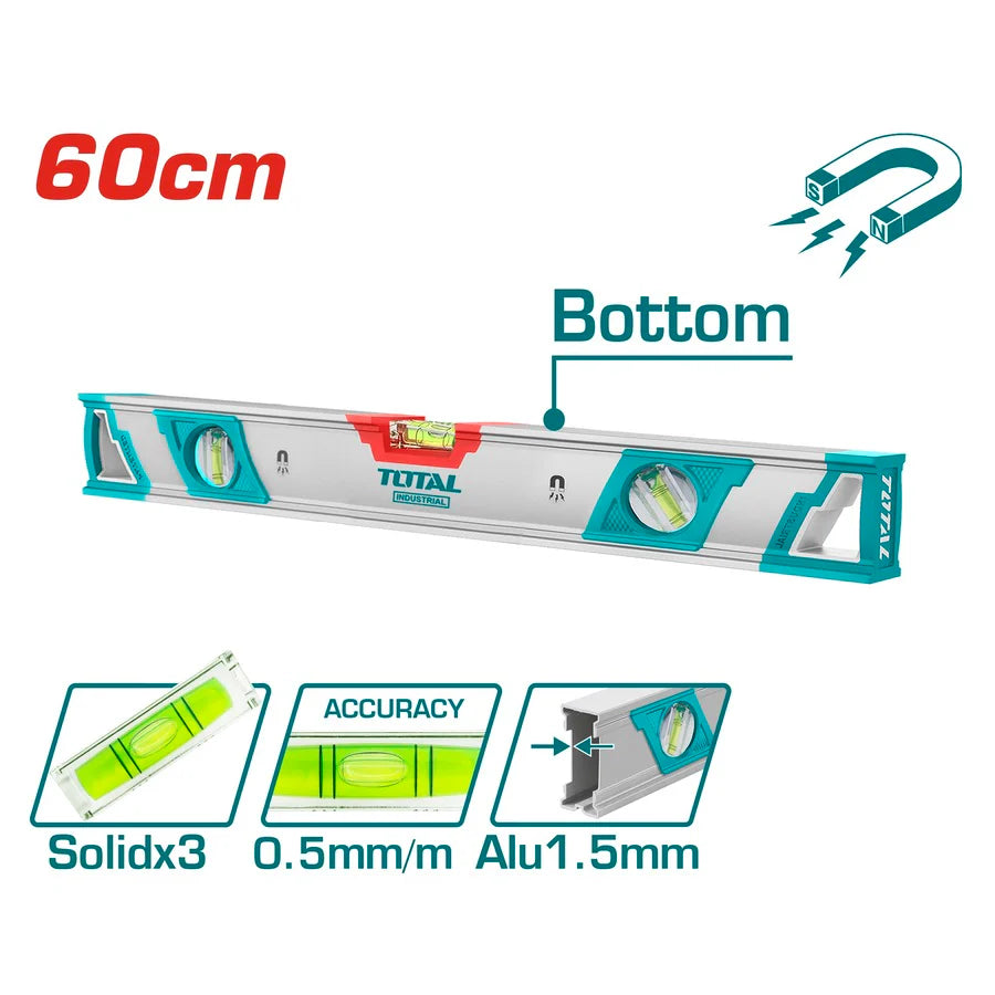 Total Magnetic Spirit Level 60cm TMT26086M - Double Milled 1.5mm Total